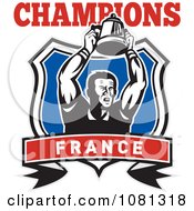 Poster, Art Print Of France Champions Rugby Player And Trophy Shield