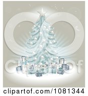 Poster, Art Print Of 3d Blue Christmas Tree And Gifts Over Beige