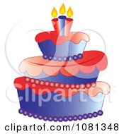 Poster, Art Print Of Three Tiered Americana Fondant Cake With Candles