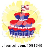 Poster, Art Print Of Three Tiered Americana Fondant Cake With A Flag