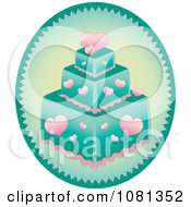 Poster, Art Print Of Oval With A Pink Heart And Turquoise Square Fondant Cake