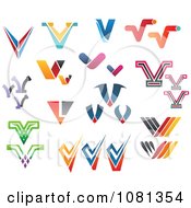 Poster, Art Print Of Set Of Colorful Letter V Logos