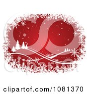 Clipart Red Christmas Background Bordered In White Snowflakes Royalty Free Vector Illustration