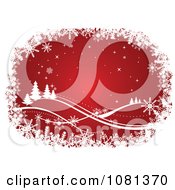 Poster, Art Print Of Red Christmas Background Bordered In White Snowflakes