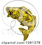 Poster, Art Print Of Leaping Yellow Trout And Hook