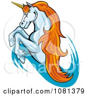 Poster, Art Print Of Leaping Unicorn With Orange Hair Logo