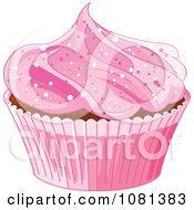 Poster, Art Print Of Pink Cupcake With Sparkly Pink Frosting