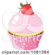 Poster, Art Print Of Pink Cupcake Garnished With A Strawberry