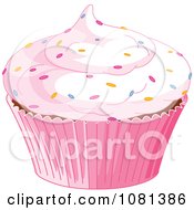 Poster, Art Print Of Pink Cupcake Garnished With Sprinkles