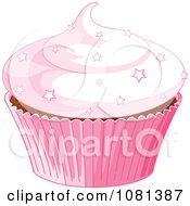Poster, Art Print Of Pink Cupcake Garnished With Star Sprinkles