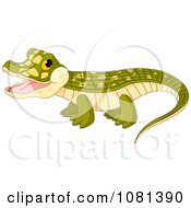 Clipart Cute Happy Baby Crocodile Royalty Free Vector Illustration by Pushkin