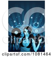 Poster, Art Print Of Female Dj Holding Record By A Dance Crowd Over Blue
