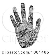 Clipart Black And White Tribal Patterned Hand Print Royalty Free Vector Illustration by AtStockIllustration