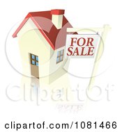 Poster, Art Print Of 3d For Sale Sign And Cute Little House With A Reflection