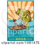 Poster, Art Print Of 2012 Fishing Calendar With A Leaping Largemouth Bass