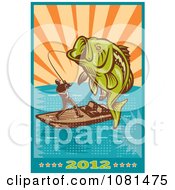 Clipart 2012 Fishing Calendar With A Leaping Largemouth Bass Royalty Free Vector Illustration