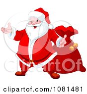 Poster, Art Print Of Friendly Santa Presenting And Standing By His Bag