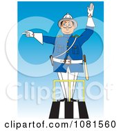 Clipart Police Officer Directing Traffic And Standing On A Podium Royalty Free Vector Illustration