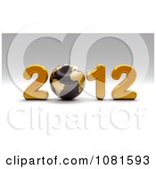 Poster, Art Print Of 3d Golden 2012 With A Black Globe