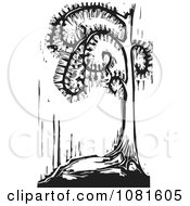 Clipart Black And White Woodcut Spiral Tree Royalty Free Vector Illustration by xunantunich