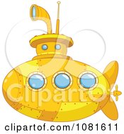 Clipart Cute Yellow Submarine With Blue Windows Royalty Free Vector Illustration by yayayoyo #COLLC1081611-0157