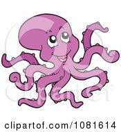 Clipart Happy Purple Octopus Royalty Free Vector Illustration