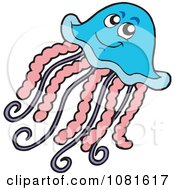 Clipart Happy Blue And Pink Jellyfish Royalty Free Vector Illustration by visekart