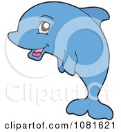 Clipart Happy Blue Dolphin Royalty Free Vector Illustration