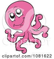 Clipart Happy Pink Octopus Royalty Free Vector Illustration