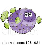 Clipart Happy Purple And Green Blowfish Royalty Free Vector Illustration by visekart