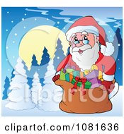 Poster, Art Print Of Santa Closing His Bag In A Winter Landscape