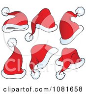 Clipart Six Santa Hats Royalty Free Vector Illustration