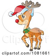 Poster, Art Print Of Rudolph The Red Nosed Reindeer Wearing A Santa Hat