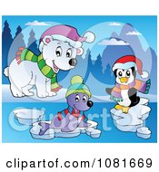 Clipart Polar Bear Penguin And Seal Royalty Free Vector Illustration by visekart
