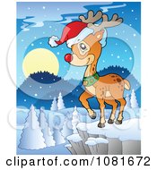 Poster, Art Print Of Rudolph The Red Nosed Reindeer On A Cliff