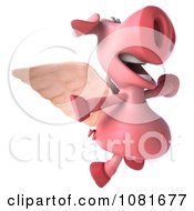 Clipart 3d Winged 3d Pookie Pig Jumping Royalty Free CGI Illustration