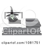 Clipart Witch Sitting Upright In A Coffin Royalty Free Vector Illustration