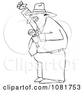 Clipart Outlined Man Waving His Fist In The Air Royalty Free Vector Illustration by djart