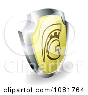 Clipart 3d Gold And Chrome Spartan Trojan Or Roman Shield Royalty Free Vector Illustration