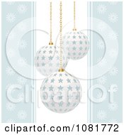 Clipart Pastel Blue Snowflake Background With Starry Christmas Ornaments Royalty Free Vector Illustration