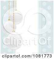 Clipart Pastel Blue Snowflake Background With Glass Christmas Ornaments Royalty Free Vector Illustration