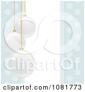 Poster, Art Print Of Pastel Blue Snowflake Background With Glass Christmas Ornaments