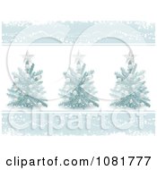 Poster, Art Print Of Three 3d Christmas Trees With Blue Borders