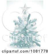 Poster, Art Print Of 3d Blue Christmas Tree With Silver Ornaments