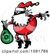 Poster, Art Print Of Santa Robber Carrying A Money Bag