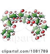 Clipart Christmas Holly Leaves And Berries Corner Design Element Royalty Free Vector Illustration by Zooco #COLLC1081789-0152
