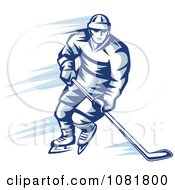 Clipart Blue Ice Hockey Player Royalty Free Vector Illustration