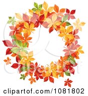 Poster, Art Print Of Beautiful Autumn Wreath Made Of Colorful Leaves 1