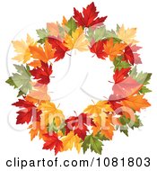 Poster, Art Print Of Beautiful Autumn Wreath Made Of Colorful Leaves 2