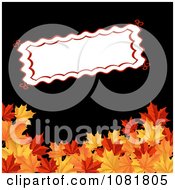 Poster, Art Print Of Blank Red Trimmed Sign Above Autumn Maple Leaves On Black